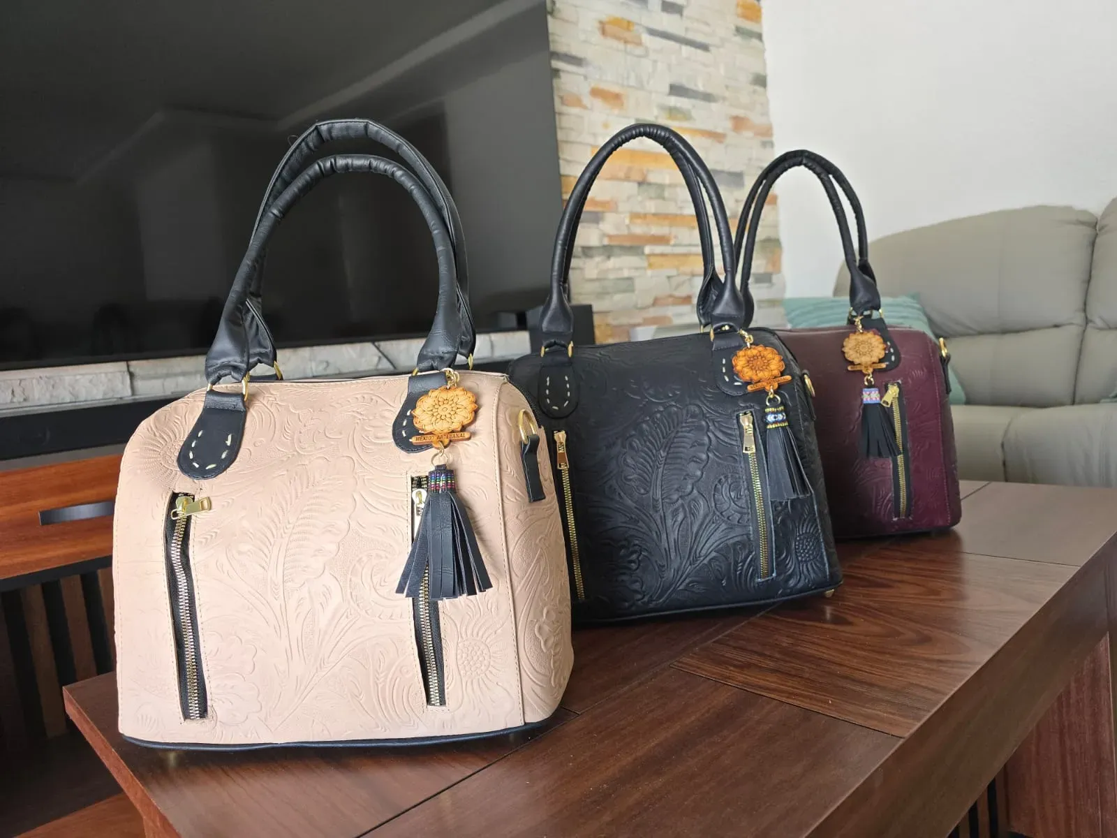 Mexia — Bolsa de piel práctico — Hecho a mano en México — ideal para uso diario